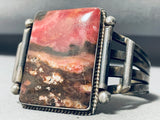 The Most Unique Vintage Native American Navajo Pink Petrfied Wood Sterling Silver Bracelet-Nativo Arts