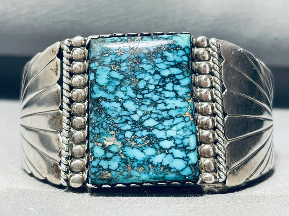 One Of The Best Ever Vintage Native American Navajo Spiderweb Turquoise Sterling Silver Bracelet-Nativo Arts