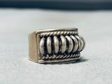 Impressive Native American Navajo Handcarved Sterling Silver Solid Ring-Nativo Arts