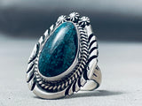 Important Vintage Native American Navajo Lone Mountain Turquoise Sterling Silver Ring