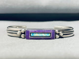 Cute And Gorgy!! Vintage Native American Navajo Sugilite Opal Sterling Silver Inlay Bracelet-Nativo Arts