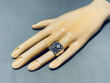 One Of The Best Santo Domingo Lapis Sterling Silver Cross Ring-Nativo Arts