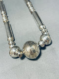 Rare Longer 30 Inch Vintage Native American Navajo Sterling Silver Tubule Necklace-Nativo Arts