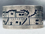 Detailed Vintage Navajo Pueblo Sterling Silver Bracelet Cuff-Nativo Arts