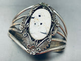 Pete Johnson Vintage Native American Navajo White Buffalo Turquoise Sterling Silver Bracelet-Nativo Arts