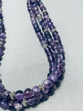 Native American Gasp! Rare Rounded Purple Amethyst Sterling Silver Tube Necklace-Nativo Arts