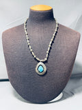 Rare Vintage Native American Navajo Sleeping Beauty Turquoise Silver Shadowbox Necklace-Nativo Arts