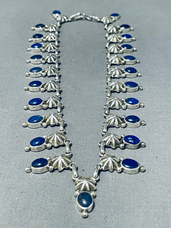 Important Native American Navajo Lapis Sterling Silver Star Necklace-Nativo Arts
