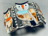 The Best Vintage Native American Navajo Owl Sterling Silver Inlay Bracelet Cuff-Nativo Arts