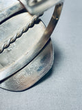 Completely Hand Carved Vintage Native American Navajo Sterling Silver Bracelet-Nativo Arts