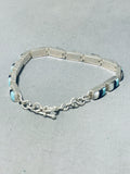 Beautiful Vintage Native American Navajo Blue Gem Turquoise Sterling Silver Bracelet-Nativo Arts