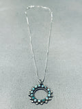 Fabulous Vintage Native American Navajo Blue Gem Turquoise Sterling Silver Wreath Necklace-Nativo Arts