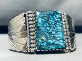 One Of Best Ever Vintage Native American Navajo Lone Mountain Turquoise Sterling Silver Bracelet-Nativo Arts