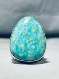 Magnificent Native American Navajo Damale Turquoise Sterling Silver Signed Ring-Nativo Arts
