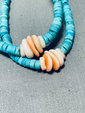 Native American Fabulous Vintage Santo Domingo Turquoise Heishi Sterling Silver Necklace-Nativo Arts