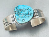 Chunky Nugget Turquoise Vintage Native American Navajo Sterling Silver Bracelet