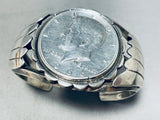 Betty Ann Guerro Vintage Native American Navajo 1966 Kennedy Sterling Silver Coin Bracelet-Nativo Arts