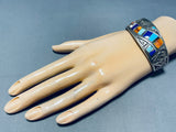 6.5 Inch Wrist Vintage Native American Navajo Cal Begay Inlay Sterling Silver Bracelet-Nativo Arts