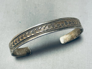 Outstanding Vintage Native American Navajo Sterling Silver And 14k Gold Bracelet-Nativo Arts