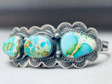 Rare Blue Royston Turquoise Native American Navajo Sterling Silver Bracelet-Nativo Arts