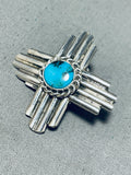 Amazing Native American Navajo Blue Diamond Turquoise Sterling Silver Robert Yellowhorse Tie Pin-Nativo Arts