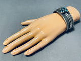 Fascinating Native American Navajo Godber Turquoise Chunk Sterling Silver Bracelet-Nativo Arts