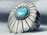 196 Grams Huge Vintage Native American Navajo Turquoise Sterling Silver Bracelet