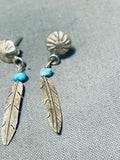 Native American Sweet Vintage Sleeping Beauty Turquoise Sterling Silver Earrings-Nativo Arts