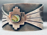 Wide Hand Tooled Vintage Southwest Sterling Silver Shell Bracelet