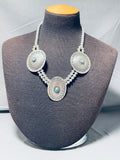 Exceptional Native American Navajo 3 Sterling Silver Conchos 8 Turquoise Necklace-Nativo Arts