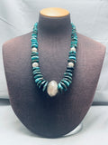 Mega Silver Ball Native American Navajo Sterling Turquoise Necklace-Nativo Arts