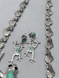 Incredible Vintage Southwest Frog Sterling Silver Turquoise Necklace Old-Nativo Arts