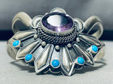 One Of The Most Unique Ever Amethyst Sterling Silver Vintage Native American Navajo Bracelet-Nativo Arts