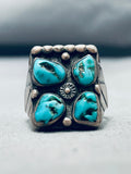 Tremendous Vintage Native American Navajo Morenci Turquoise Sterling Silver Ring-Nativo Arts