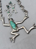 Incredible Vintage Southwest Frog Sterling Silver Turquoise Necklace Old-Nativo Arts