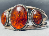 Ancient Tree Sap Amber Vintage Southwest Sterling Silver Bracelet-Nativo Arts