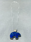 Adorable Vintage Native American Navajo Lapis Sterling Silver Bear Necklace Signed Rose Begay-Nativo Arts