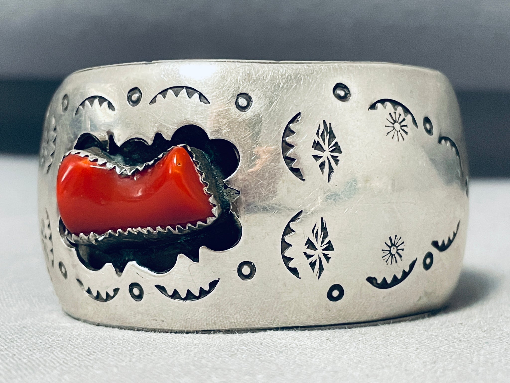 Gasp! Huge Chunky Coral Vintage Native American Navajo Sterling Silver ...