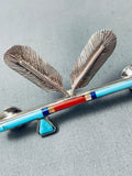 Important Vintage Native American Navajo Jimmie King Jr Turquoise Sterling Silver Inlay Pin