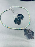 Gorgy!! Vintage Santo Domingo Turquoise Inlay Sterling Silver Necklace-Nativo Arts