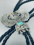 Impressive Native American Navajo Royston Turquoise Sterling Silver Kachina Bolo-Nativo Arts