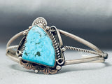 Blue Diamond Turquoise Vintage Native American Navajo Sterling Silver Bracelet-Nativo Arts