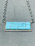 Gorgeous Native American Zuni Blue Gem Turquoise Sterling Silver Necklace-Nativo Arts