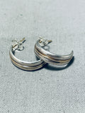 Imressive Native American Navajo Sterling Silver & 14k Gold Two-tone Earrings-Nativo Arts