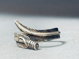 Danny Platrero Vintage Native American Navajo Sterling Silver Feather Ring-Nativo Arts