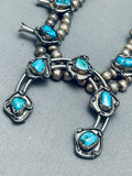 Fab Vintage Native American Navajo Turquoise Sterling Silver Squash Blossom Necklace Old-Nativo Arts
