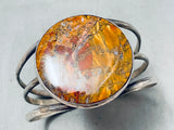 Carmel Agate Vintage Native American Navajo Sterling Silver Bracelet Old-Nativo Arts