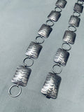 Very Old Hand Tooled Vintage Native American Navajo Sterling Silver Concho Belt Necklace-Nativo Arts