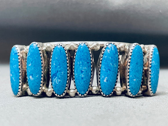 One Of The Best Vintage Native American Navajo Lapis Sterling Silver Bracelet-Nativo Arts
