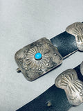 Incredible Vintage Native American Navajo Sleeping Beauty Turquoise Sterling Silver Concho Belt-Nativo Arts